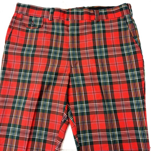 70’s Levi’s Panatela Signature Red Green Plaid Pants Dress Slacks 38“ x 32” VTG - Picture 2 of 15
